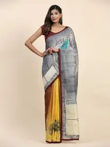 RACHNA Floral Printed Half and Half Ready To Wear Saree