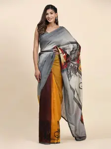 RACHNA Abstract Printed Beads and Stones Detail Ready To Wear Saree