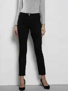 DOROTHY PERKINS Women Black Straight Fit Mid-Rise Clean Look Stretchable Jeans