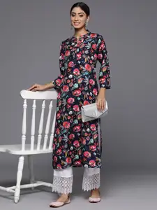 Varanga Floral Printed Mandarin Collar Kurta
