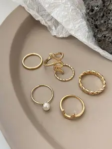 Jewels Galaxy Set Of 6 Gold-Plated Finger Rings
