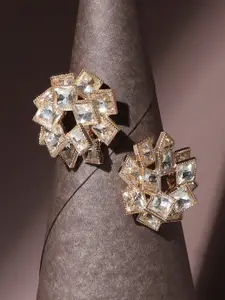 SOHI Gold-Plated Studs Earrings