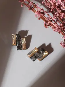 SOHI Silver-Plated Contemporary Stud Earrings