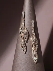 SOHI Gold-Plated Contemporary Drop Earrings