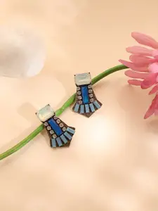 SOHI Gold-Plated Contemporary Studs Earrings