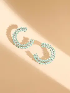 SOHI Silver-Plated Contemporary Drop Earrings