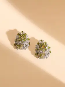 SOHI Gold Plated Stone Studded Contemporary Stud Earrings