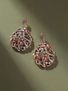 SOHI Gold-Plated Contemporary Drop Earrings