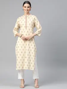 Readiprint Women Ethnic Motifs Printed Thread Work Kurta