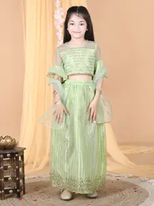 Cutiekins Girls Embellished Sequinned Ready to Wear Lehenga & Blouse With Dupatta