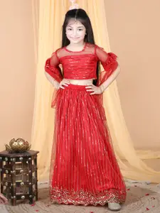 Cutiekins Girls Embellished Sequinned Ready to Wear Lehenga & Blouse With Dupatta