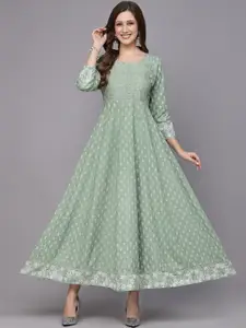 Stylum Ethnic Motifs Printed Embroidered Fit & Flare Ethnic Dress