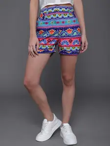 AKS Women Ethnic Motifs Printed Slim Fit Shorts
