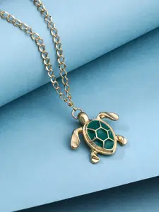 VIRAASI Women Gold-Plated Tortoise Pendant with Chain Necklace