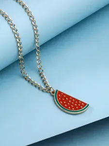 VIRAASI Women Gold Plated Watermelon Pendant with Chain Necklace