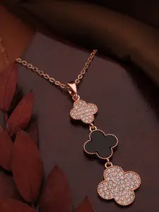 Brado Jewellery Rose Gold-Plated CZ Studded Pendant Chain