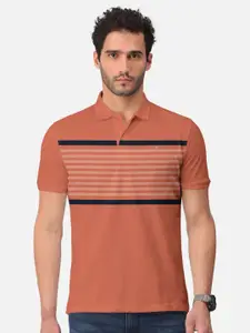 BULLMER Striped Polo Collar Pure Cotton T-shirt