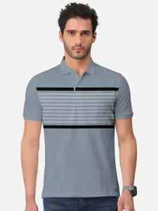 BULLMER Striped Polo Collar Cotton T-shirt