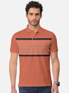 BULLMER Striped Polo Collar Cotton T-shirt