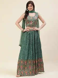 Meena Bazaar Printed Ready To Wear Lehenga & Blouse With Dupatta