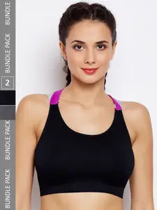 Lebami Pack Of 2 Lightly Padded Full Coverage All Day Comfort Dry-Fit Sports Bra