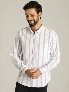 Indian Terrain India Slim Slim Fit Opaque Striped Pure Cotton Casual Shirt