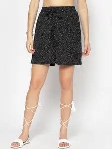 Sera Black Women Geometric Printed Regular Fit High-Rise Shorts