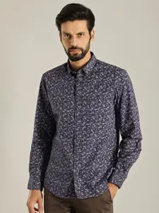 Indian Terrain Slim Fit Floral Opaque Printed Pure Cotton Casual Shirt