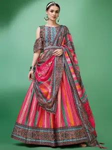 PURVAJA Printed Semi-Stitched Lehenga & Unstitched Blouse With Dupatta