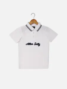 Allen Solly Junior Boys Typography Embroidered Polo Collar Pure Cotton T-shirt
