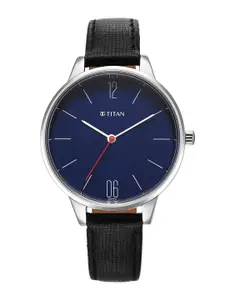 Titan Women Brass Dial & Leather Straps Analogue Watch 2648SL08