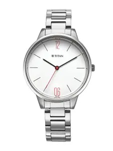 Titan Women Dial & Stainless Steel Bracelet Style Straps Analogue Watch 2648SM09