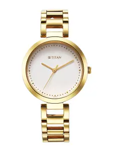 Titan Women Embellished Dial & Stainless Steel Analogue Watch 2480YM03
