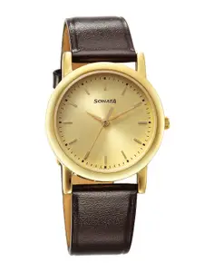 Sonata Classique Collection Men Leather Straps Analogue Watch 7987YL09W