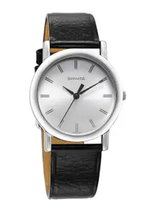 Sonata Classique Collection Men Brass Dial & Leather Straps Analogue Watch 7987SL06W