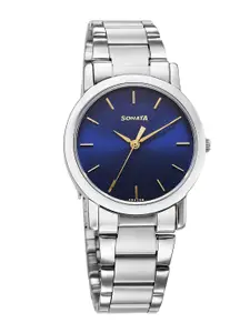 Sonata Men Classique Brass Dial & Stainless Steel Straps Analogue Watch 7987SM06W