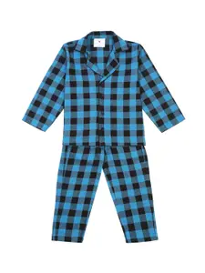 Little Musketeer Boys Checked Cotton Shirt And Pyjamas Night Suit