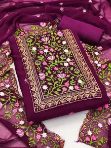 ZEEPKART Floral Embroidered Unstitched Dress Material