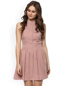 Kazo Women Pink Solid Fit and Flare Dress