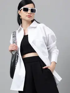 Hancock Cotton Relaxed Oversized Fit Spread Collar Long Sleeves Formal Shirt