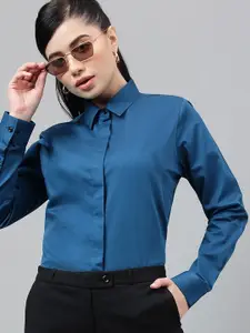 Hancock Smart Regular Fit Spread Collar Long Sleeves Cotton Satin Formal Shirt