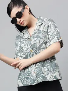 Hancock Cotton Tropical Printed Cuban Collar Formal Shirt