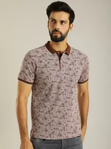 Indian Terrain Floral Printed Pure Cotton Polo Collar T-Shirt