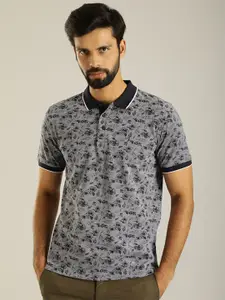 Indian Terrain Floral Printed Polo Collar Pure Cotton T-Shirt