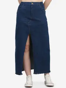 SUMAVI-FASHION Denim Maxi Pencil Skirt