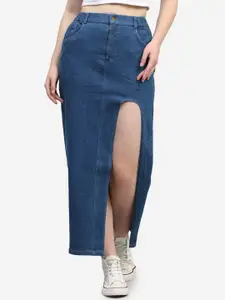 SUMAVI-FASHION Denim Maxi Pencil Skirt