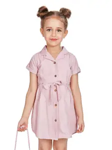 Peppermint Girls Roll-Up Sleeves Shirt Styled Dress