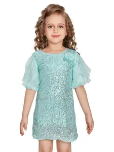 Peppermint Embellished Sequinned Flared Sleeves A-Line Dress