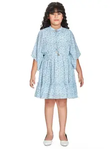 Peppermint Girls Abstract Printed Kimono Sleeves Fit & Flare Dress