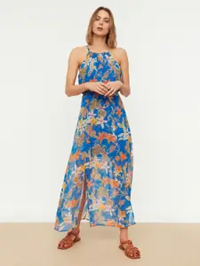 Trendyol Floral Printed Halter Neck Sleeveless Maxi Dress